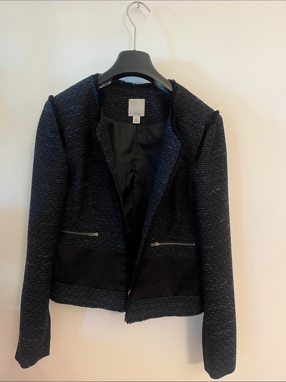Halogen Black Tweed Zip-Pocket Blazer